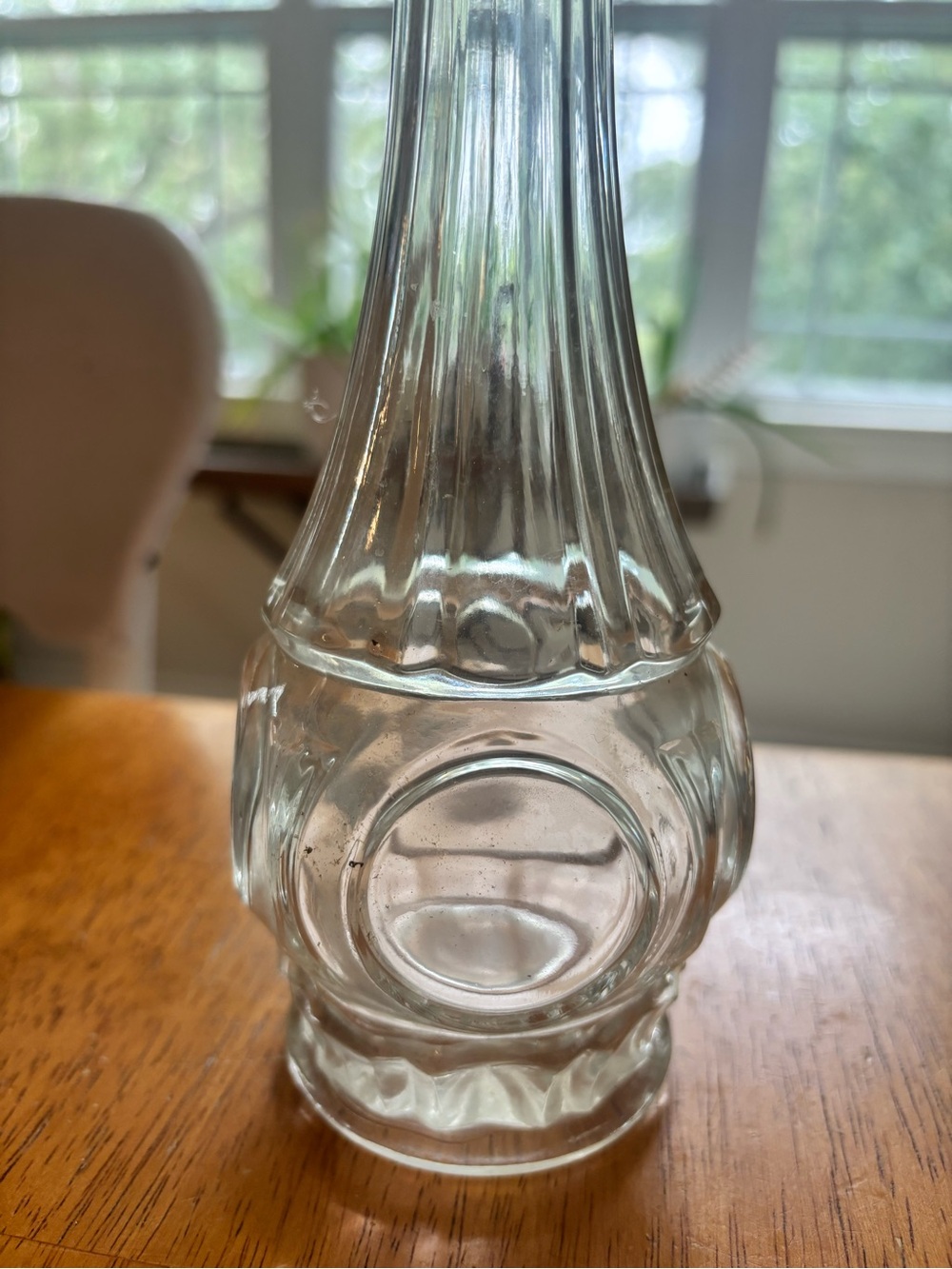 Vintage Wheaton Coin Bullseye Clear Glass Bud Vase Fluted MCM 1970s